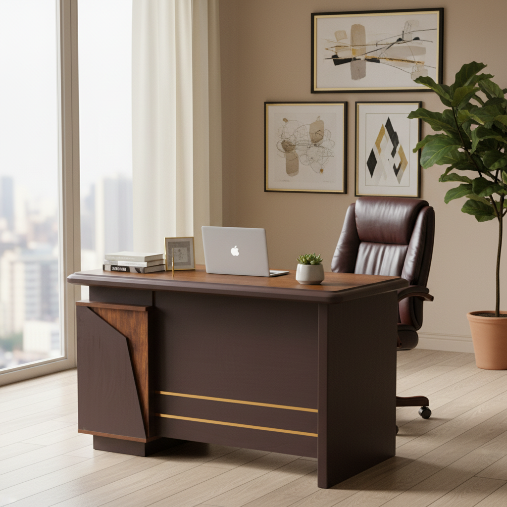 IH 234-1.2M Golden Oak Brown Office Table | 120cm Work Desk UAE