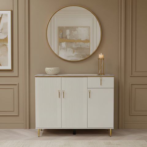 High Gloss Shoe Cabinet with Ceramic Top | IH S-81 | White