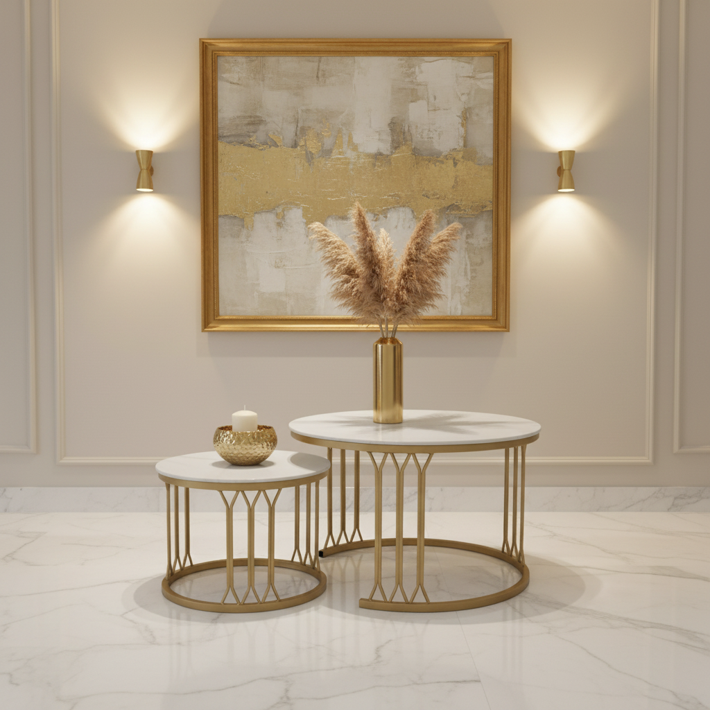 Sintered Stone Coffee Table Set (1+1) | IH 2502 | 70×70 & 50×50 cm