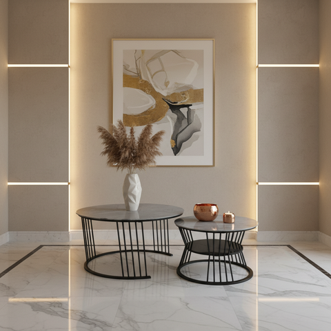 Sintered Stone Coffee Table Set (1+1) | IH 2504 | 70x70 & 50x50 cm – INFINI HOMES UAE