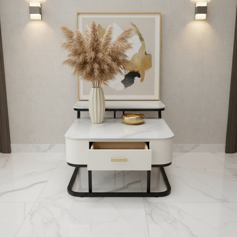 Coffee Table Set (1+1) | IH 95 | White | 70x70x45 & 60x60x37.5 cm