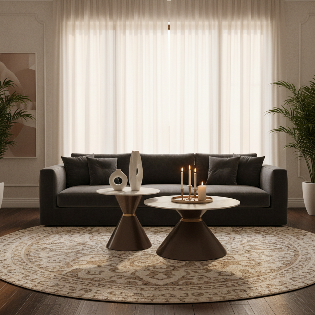 Coffee Table Set of 2 – IH 501 | Gun Metal Nesting Tables | INFINI HOMES UAE