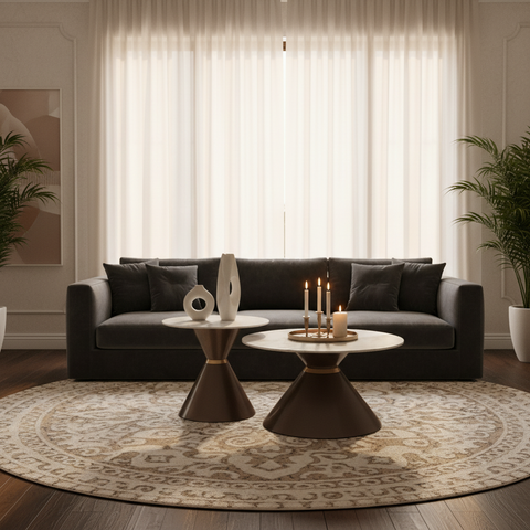Coffee Table Set of 2 – IH 501 | Gun Metal Nesting Tables | INFINI HOMES UAE