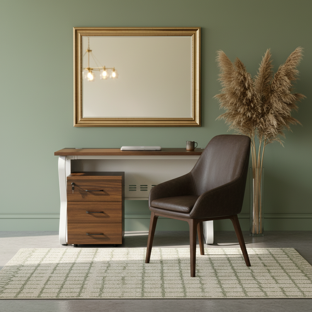 Modern Office Desk IH 327 Walnut White - Premium Executive Desk UAE
