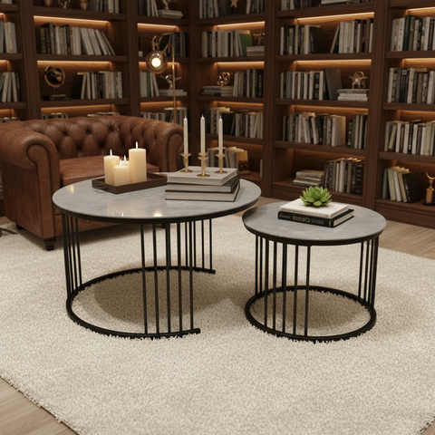 Sintered Stone Coffee Table Set (1+1) | IH 2503 | 70x70 & 50x50 cm