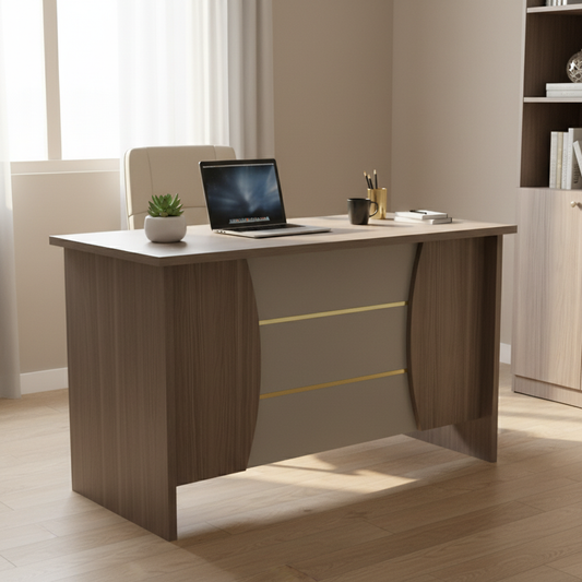 Office Table 120cm | Oak & Khaki Work Desk | IH 7012