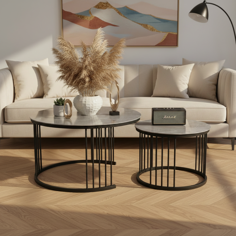 Sintered Stone Coffee Table Set (1+1) | IH 2503 | 70x70 & 50x50 cm