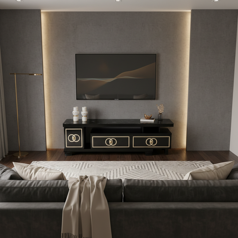Glossy TV Stand | Black TV Console 150cm – INFINI HOMES UAE