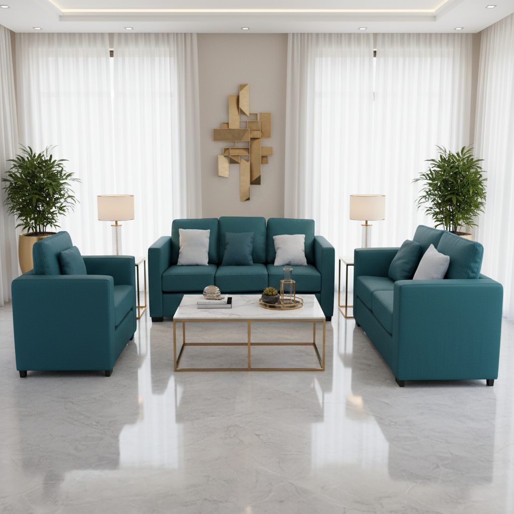 Green Fabric Sofa Set 3+2+1 | IH CS1016 | INFINI HOMES UAE
