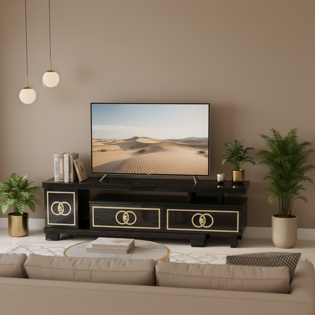 Glossy TV Stand | Black TV Console 150cm – INFINI HOMES UAE