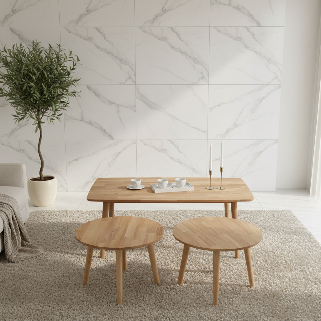 Coffee Table Set (1+2) | IH 808 | Natural Finish | 120x60x45 & 60x60x45 cm