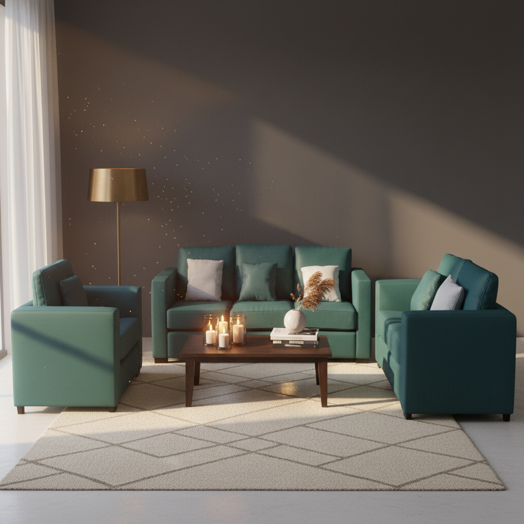 Green Fabric Sofa Set 3+2+1 | IH CS1016 | INFINI HOMES UAE