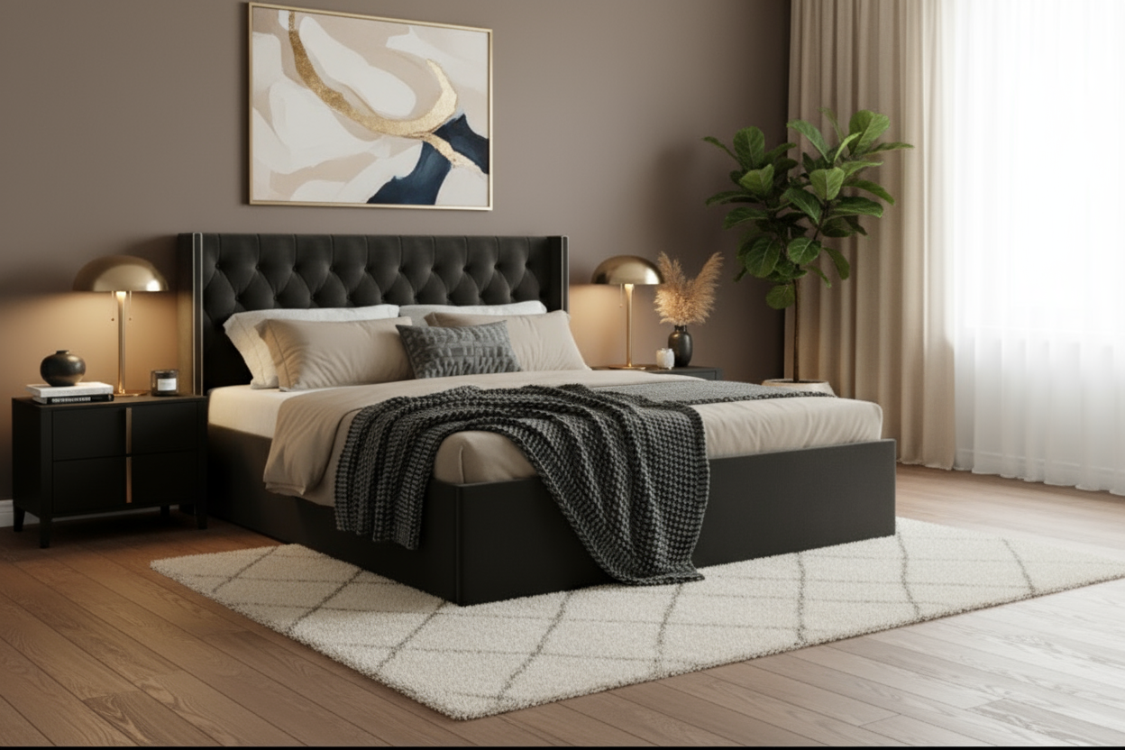 King Size Wooden Bed Dubai Abu Dhabi – Premium 180×200cm Bedroom Furniture UAE