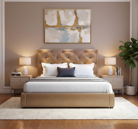 Premium Queen Wooden Bed 160x190cm - Dubai Abu Dhabi Sharjah UAE Delivery