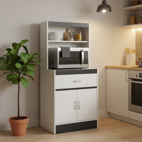 Multi-Purpose Kitchen & Storage Cabinet – White + Wenge | INFINI HOMES