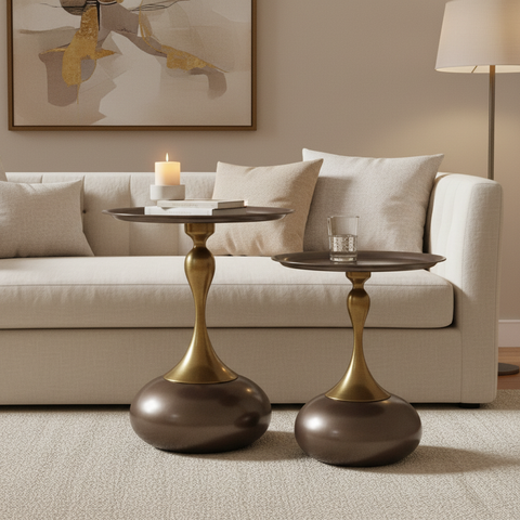 Metal Coffee Table (1+1) | IH 401 | 39×39×53 cm – INFINI HOMES UAE