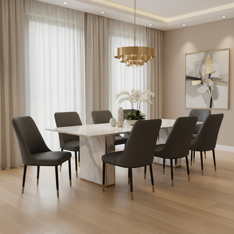 PU Dining Chair with Metal Legs | Grey | IH-DC34