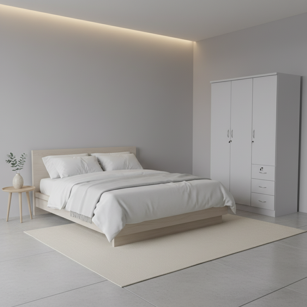 3-Door Wardrobe with Side Drawers IH-633 | INFINI HOMES