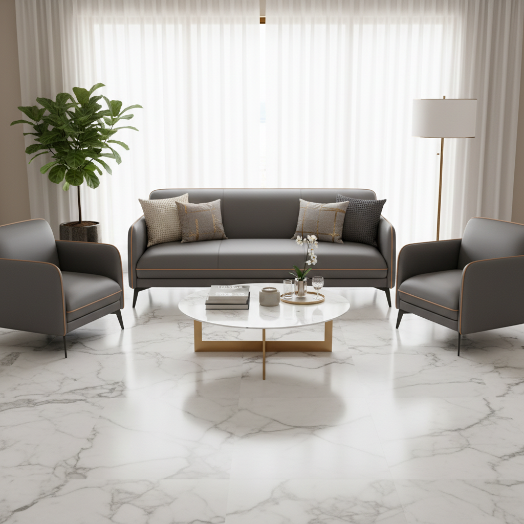 PU Sofa Set 3+1+1 | IH 8615 | Grey Living Room Sofa – INFINI HOMES UAE