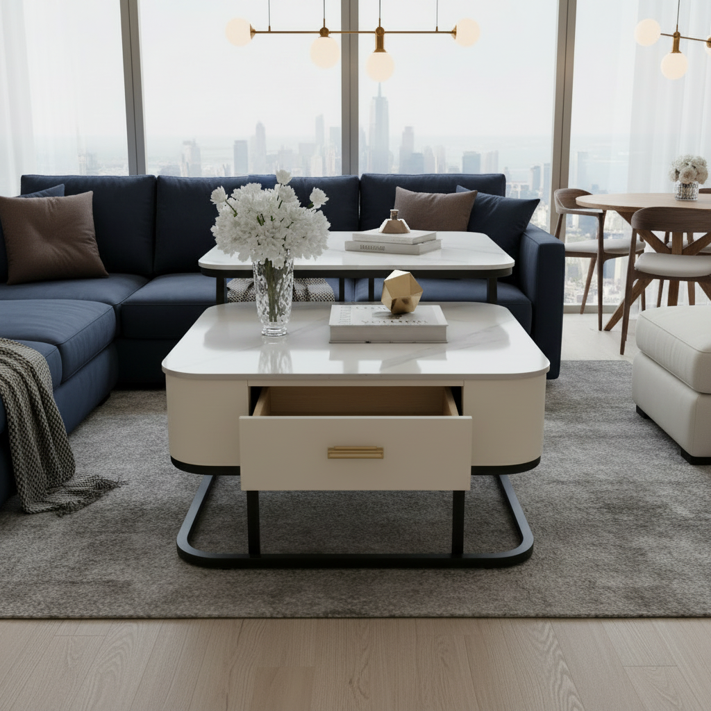 Coffee Table Set (1+1) | IH 95 | White | 70x70x45 & 60x60x37.5 cm