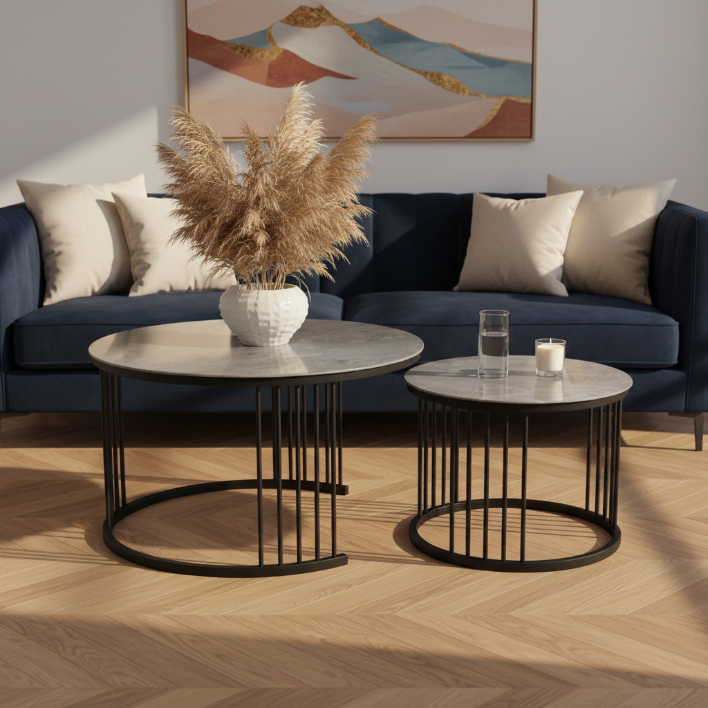 Sintered Stone Coffee Table Set (1+1) | IH 2503 | 70x70 & 50x50 cm