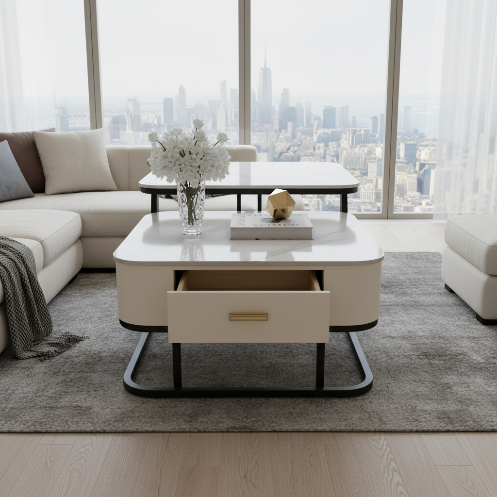 Coffee Table Set (1+1) | IH 95 | White | 70x70x45 & 60x60x37.5 cm