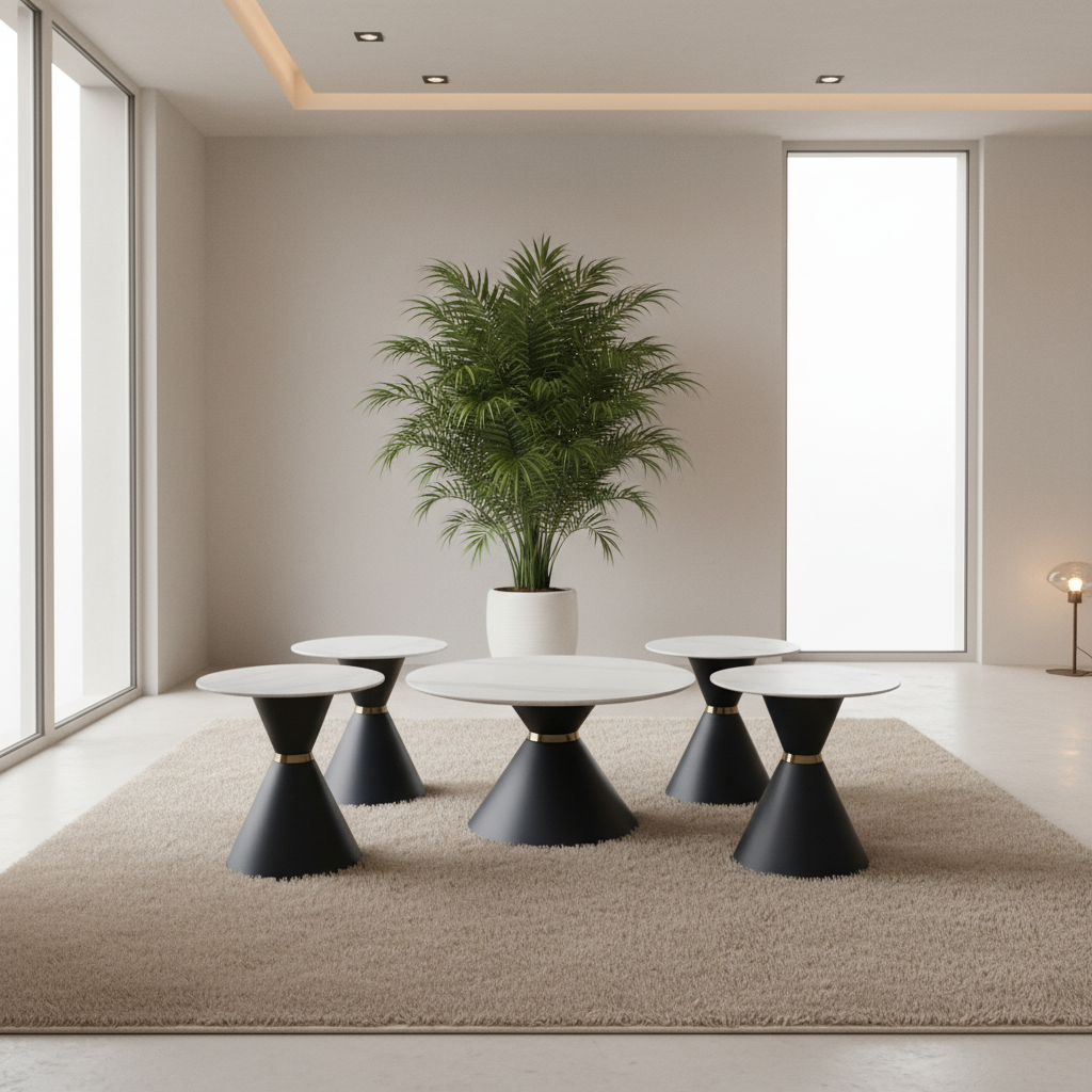 Sintered Stone Coffee Table IH 086 | 80×80 & 50×50 cm | Black Base