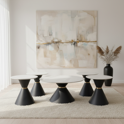 Sintered Stone Coffee Table IH 086 | 80×80 & 50×50 cm | Black Base