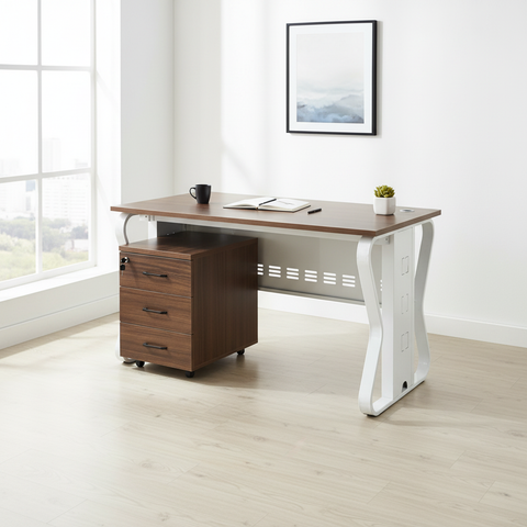 Modern Office Desk IH 327 Walnut White - Premium Executive Desk UAE