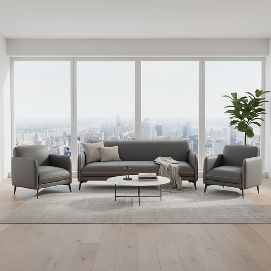 PU Sofa Set 3+1+1 | IH 8615 | Grey Living Room Sofa – INFINI HOMES UAE