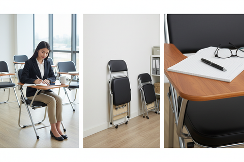 Folding Writing Chair with Desk | Training Study Chair UAE | IH 104