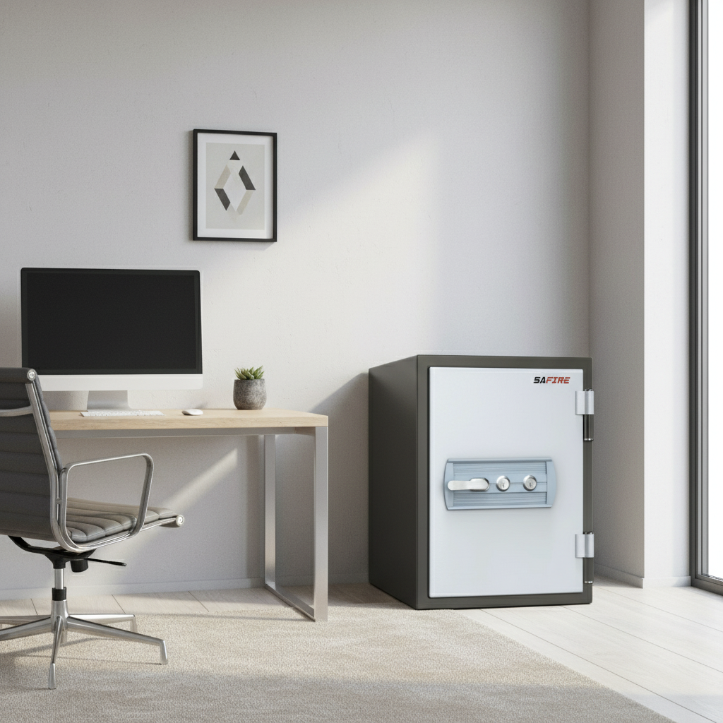 SAFIRE FR40 Fire-Resistant Safe – Grey, Dual Key Lock System