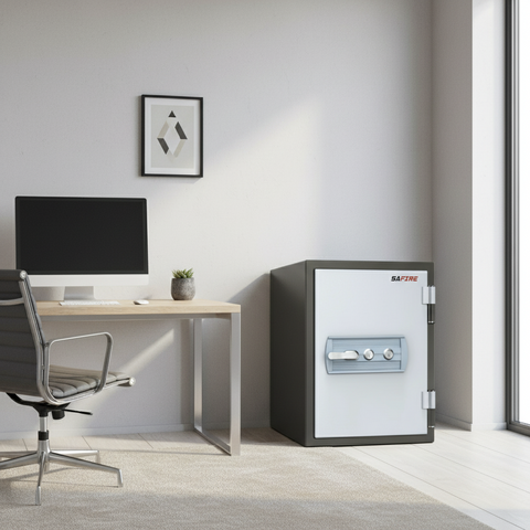 SAFIRE FR40 Fire-Resistant Safe – Grey, Dual Key Lock System