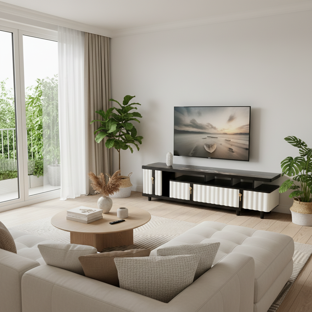 High Gloss TV Stand with 4mm Glass Top | IH TV 185B – INFINI HOMES