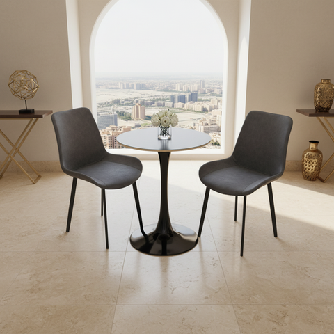 Dining Set IH-6055 Black | Modern 6-Seater Dining Table Set UAE