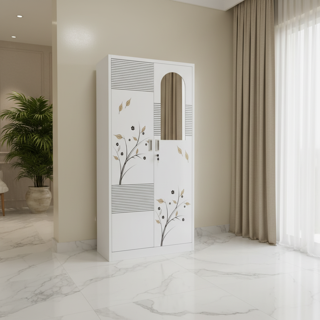 Steel 2-Door Wardrobe with Inner Locker | IH TGD-2A (180×85×45 cm)