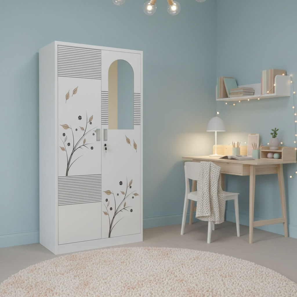 Steel 2-Door Wardrobe with Inner Locker | IH TGD-2A (180×85×45 cm)