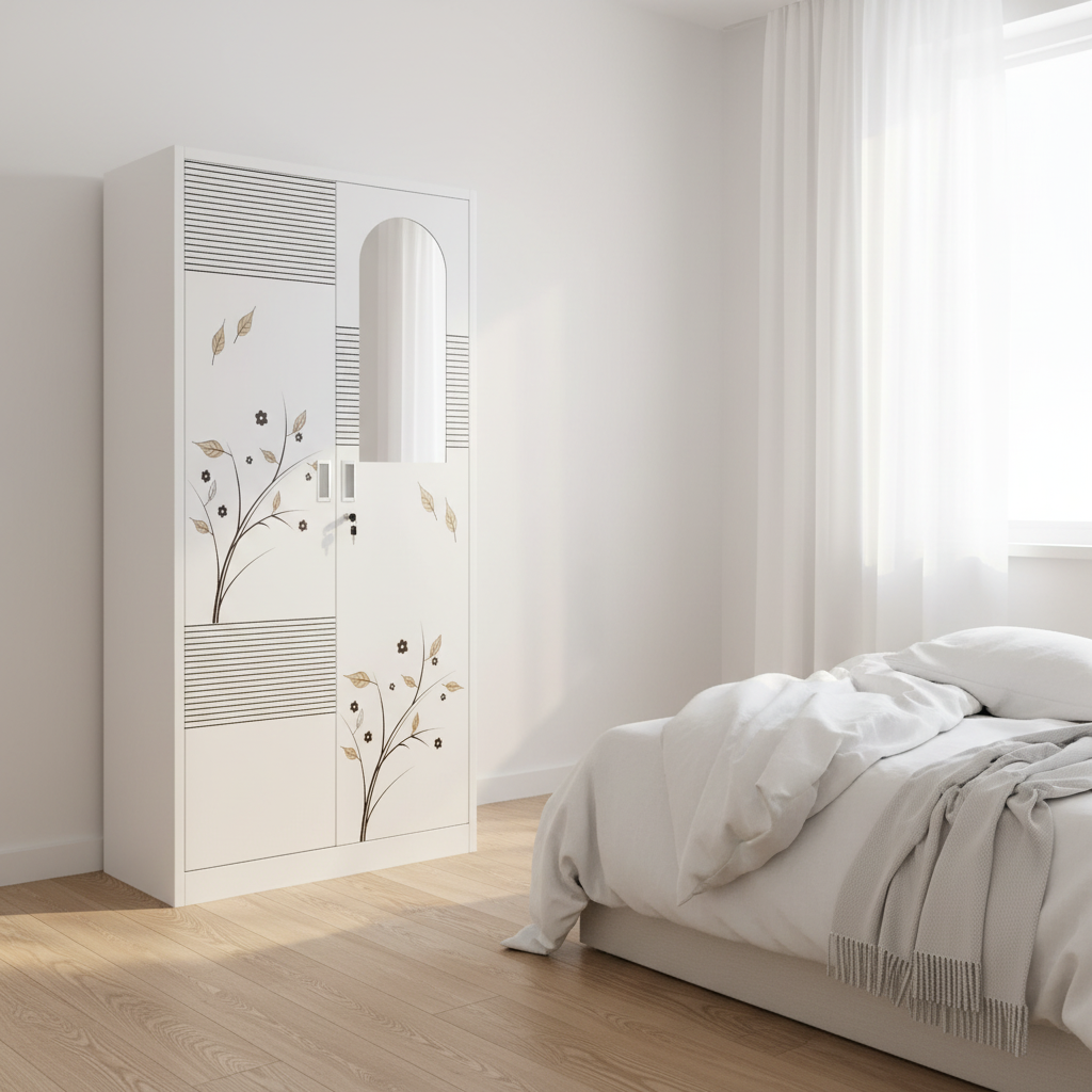 Steel 2-Door Wardrobe with Inner Locker | IH TGD-2A (180×85×45 cm)