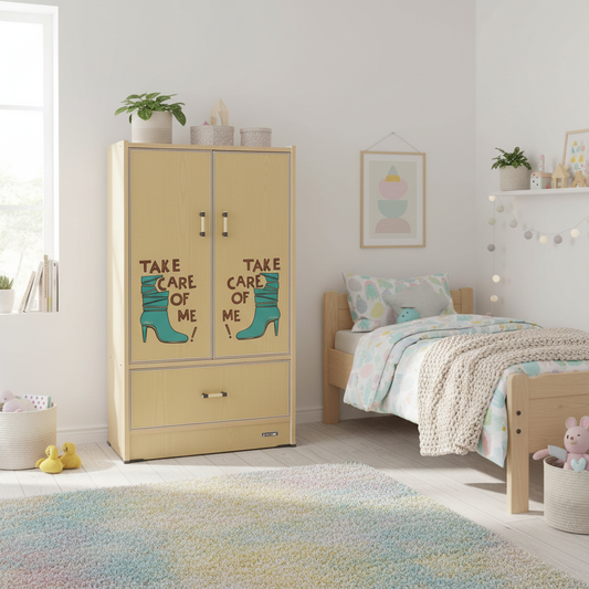 Double-Door Storage Wardrobe with Drawer | Premium Furniture UAE