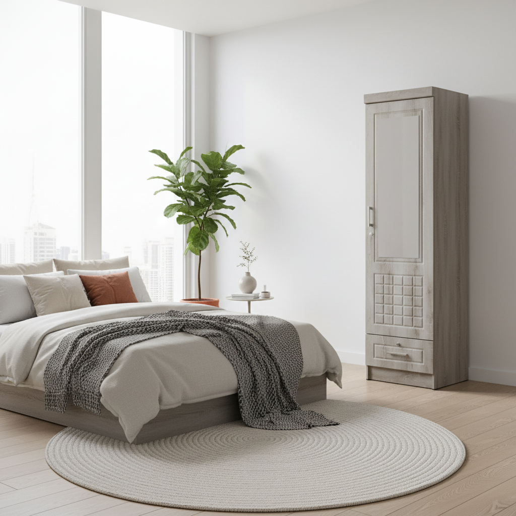 Single Door Wardrobe IH 711 Scandinavian Bedroom Style – Wardrobe Dubai Abu Dhabi