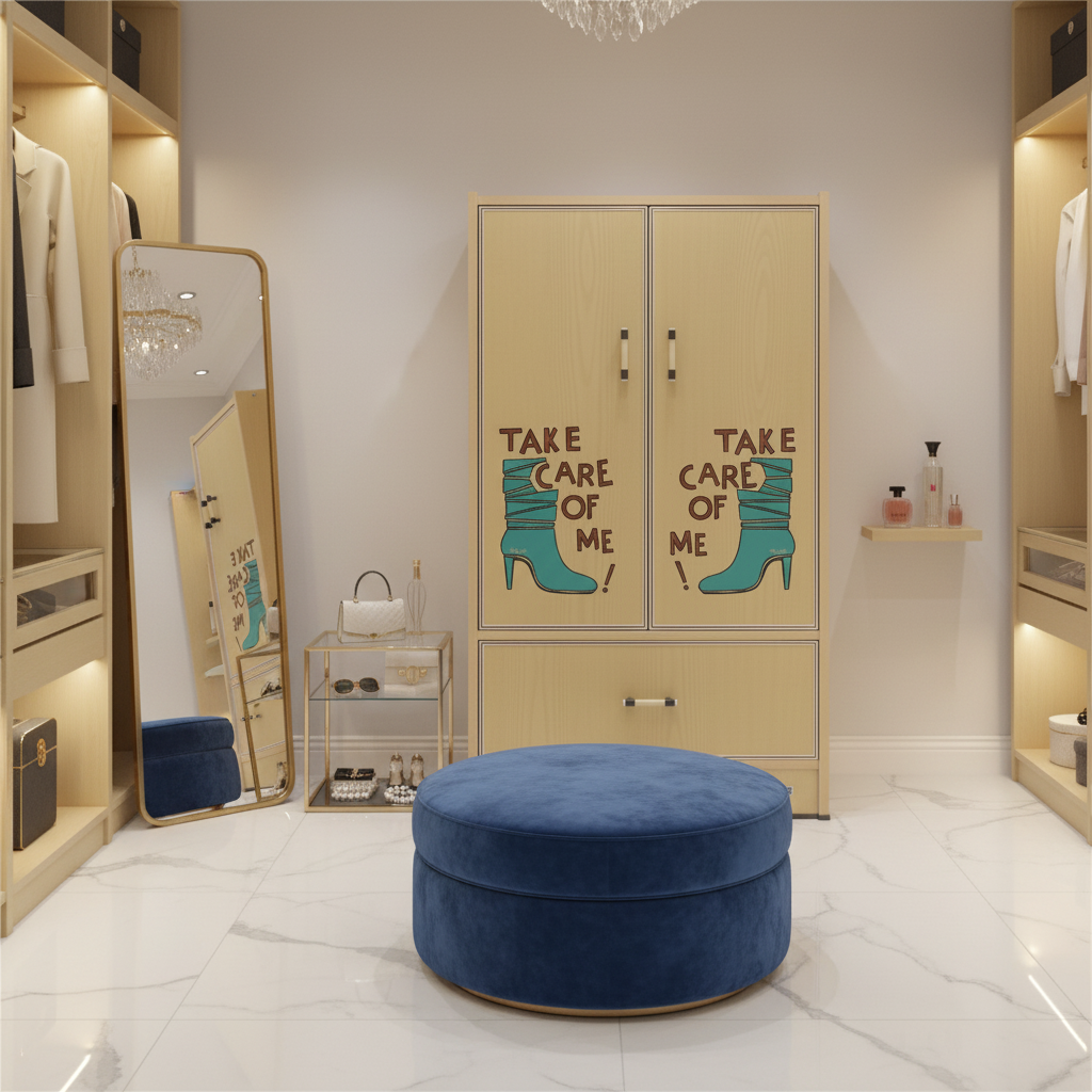 Double-Door Storage Wardrobe with Drawer | Premium Furniture UAE