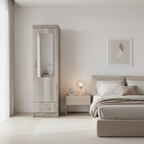 Single Door Wardrobe IH 711 Warm Luxury Interior – Premium Wardrobe UAE