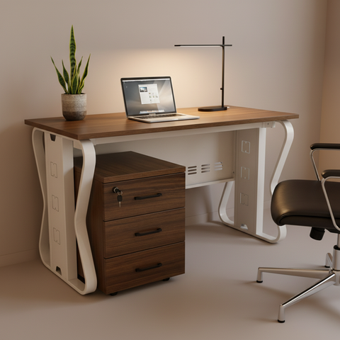 Modern Office Desk IH 327 Walnut White - Premium Executive Desk UAE