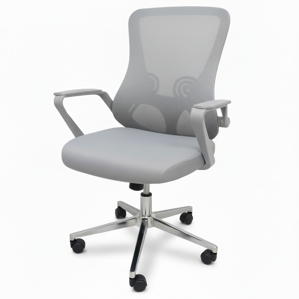 Medium Back Mesh Office Chair UAE | Ergonomic Chrome Base | Dubai Abu Dhabi | IH 1035 GRY