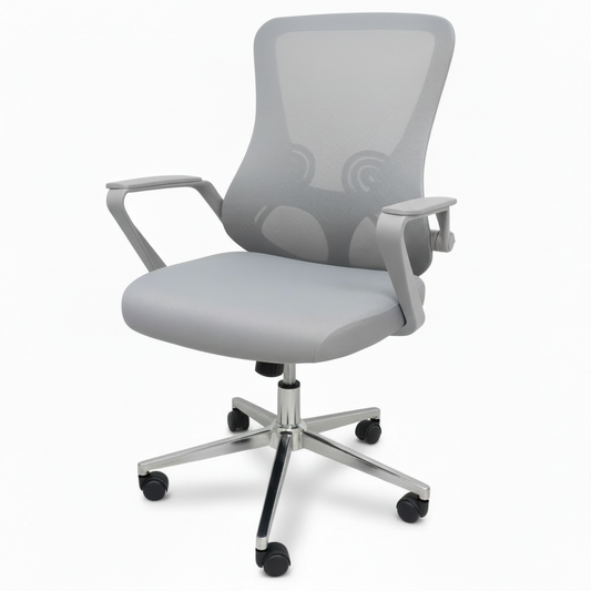 Medium Back Mesh Office Chair UAE | Ergonomic Chrome Base | Dubai Abu Dhabi | IH 1035 GRY