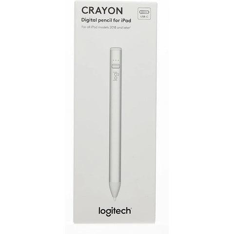 Logitech Crayon USB-C Digital Pencil for iPad – Apple Pencil Technology, Pixel-Perfect Precision, Smart Tip, Fast Charging – Silver