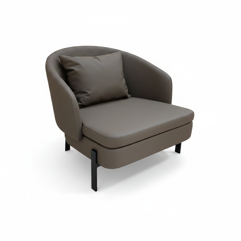 Premium Taupe Accent Lounge Chair with Cushion and Black Metal Legs – Buy Single Sofa Chair in UAE | Infini Homes