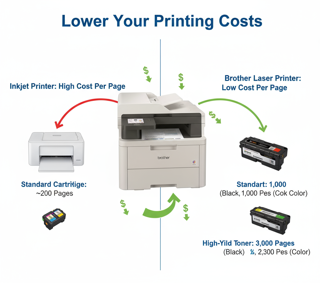 Brother DCP-L3560CDW Color Laser Printer - 3-in-1 Wireless Printer, Scanner, Copier