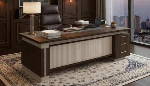 L-Shaped Office Desk 220x220cm with Mobile Drawer - Premium Executive Table UAE | INFINI HOMES