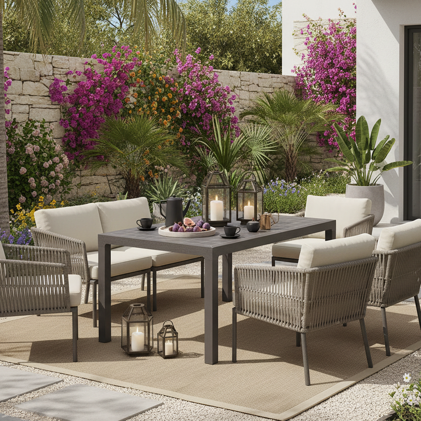 Cedargrain 6 Seater Outdoor Dining Table Dark Brown - Premium Resin Furniture UAE | Dubai Abu Dhabi Sharjah